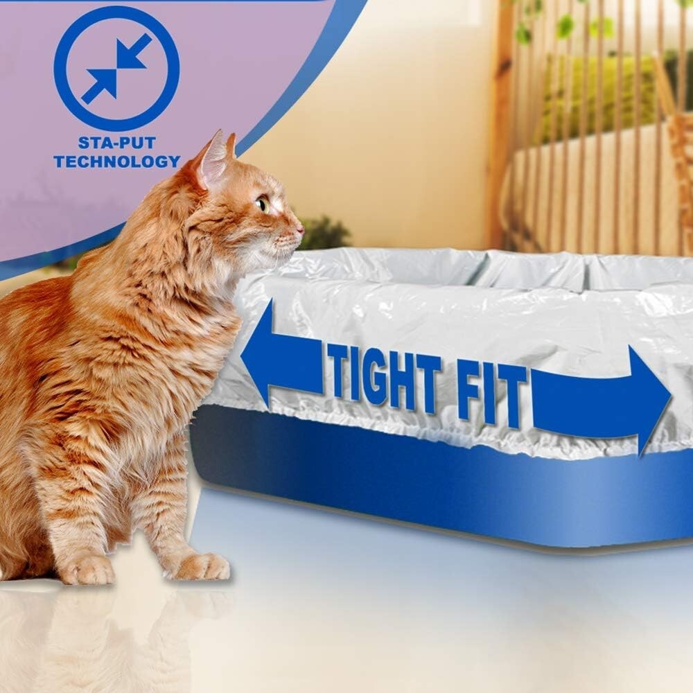 Kitty Cat Pan Disposable Elastic Sifting Liners- 5-Pack + 1 Solid Transfer-2Pack