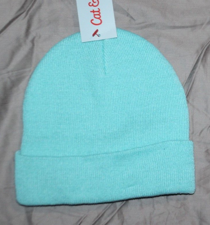 Cat & Jack NWT Kids' One Size Teal Solid Knit Cuffed Beanie