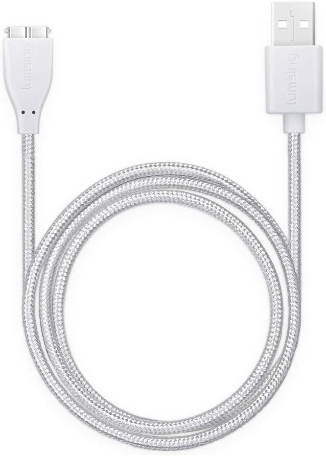 2 Lumsing Fitbit Surge USB Nylon Charging Cables 3.3 feet/1M White/Silver [B39]