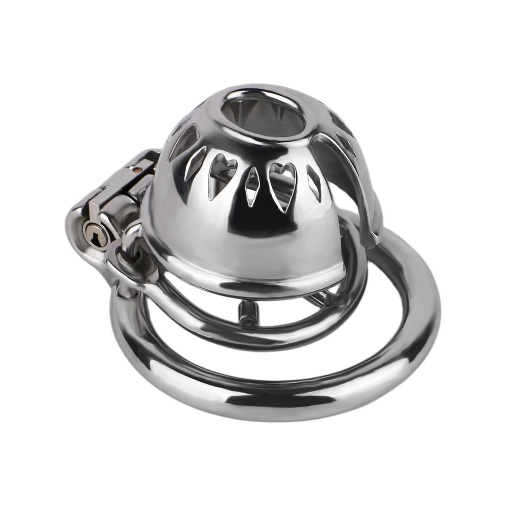 Metal Chastity Device for Men Ventilated Designed Cage with Lockable Ring SM