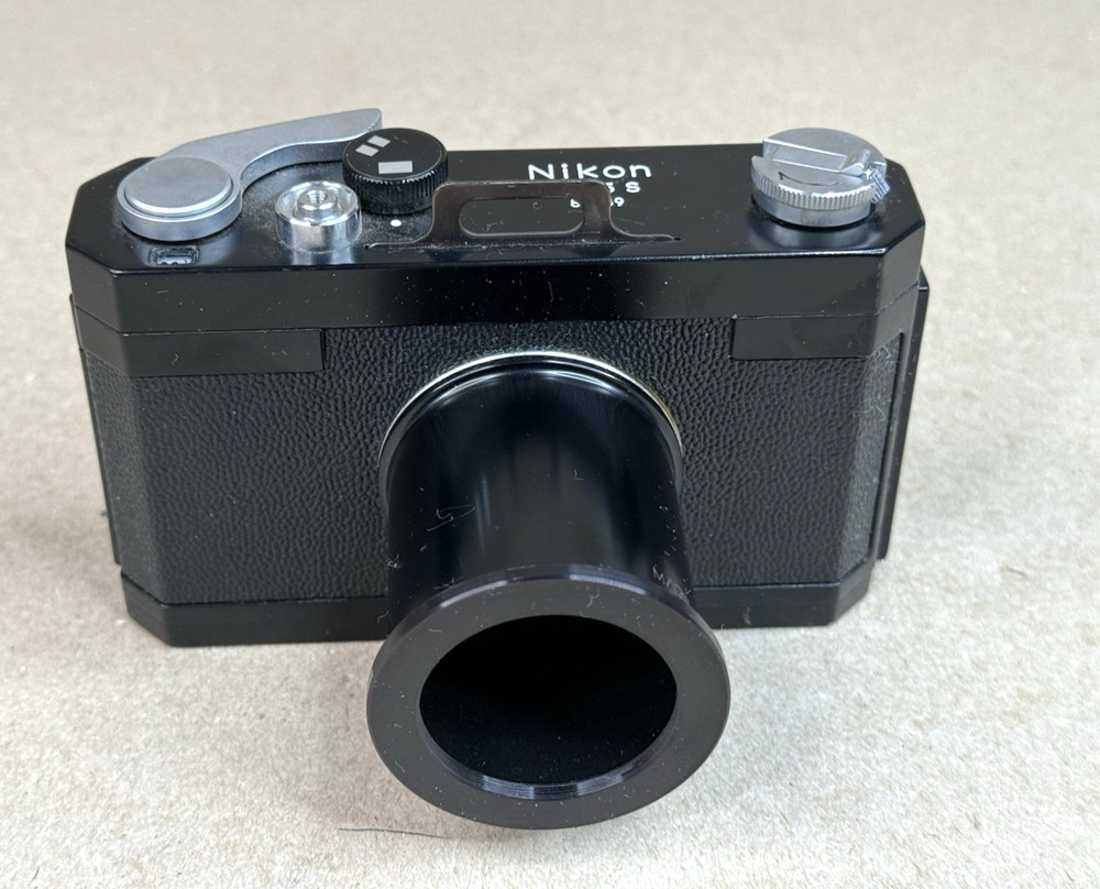 Nikon M-35S Microscope camera, 35mm dual format full & half-frame, w/tube-UNTEST