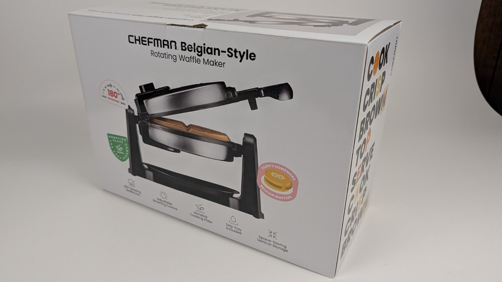 Chefman Belgian-Style Waffle Maker 180° Flip Non-Stick Timer Drip Plate Compact