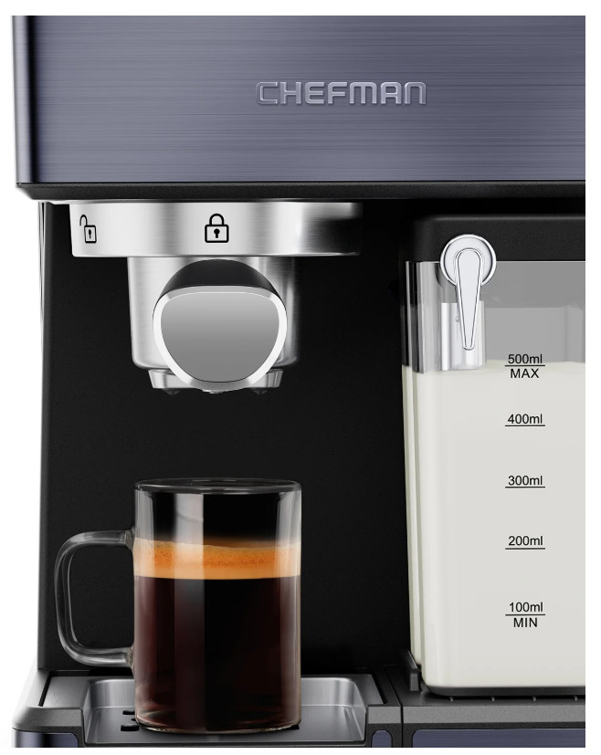 Chefman 6-in-1 Espresso Machine with Steamer, Automatic One-Touch Coffee Maker