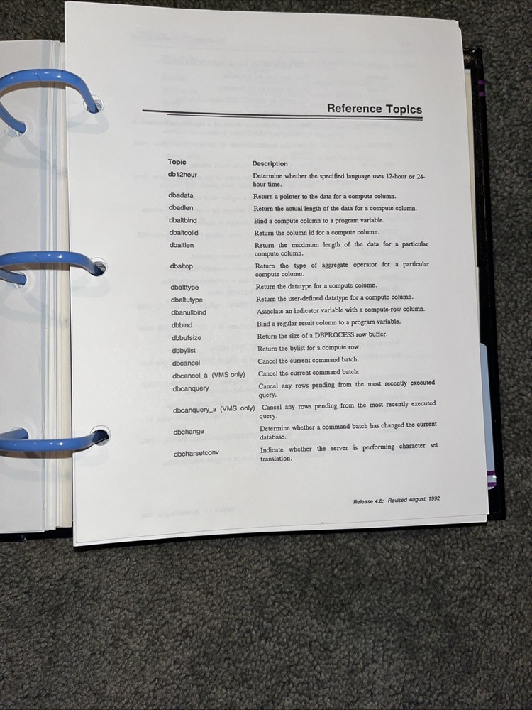 Sybase, Open Client DB-Library/C Reference Manual, Vintage 1992