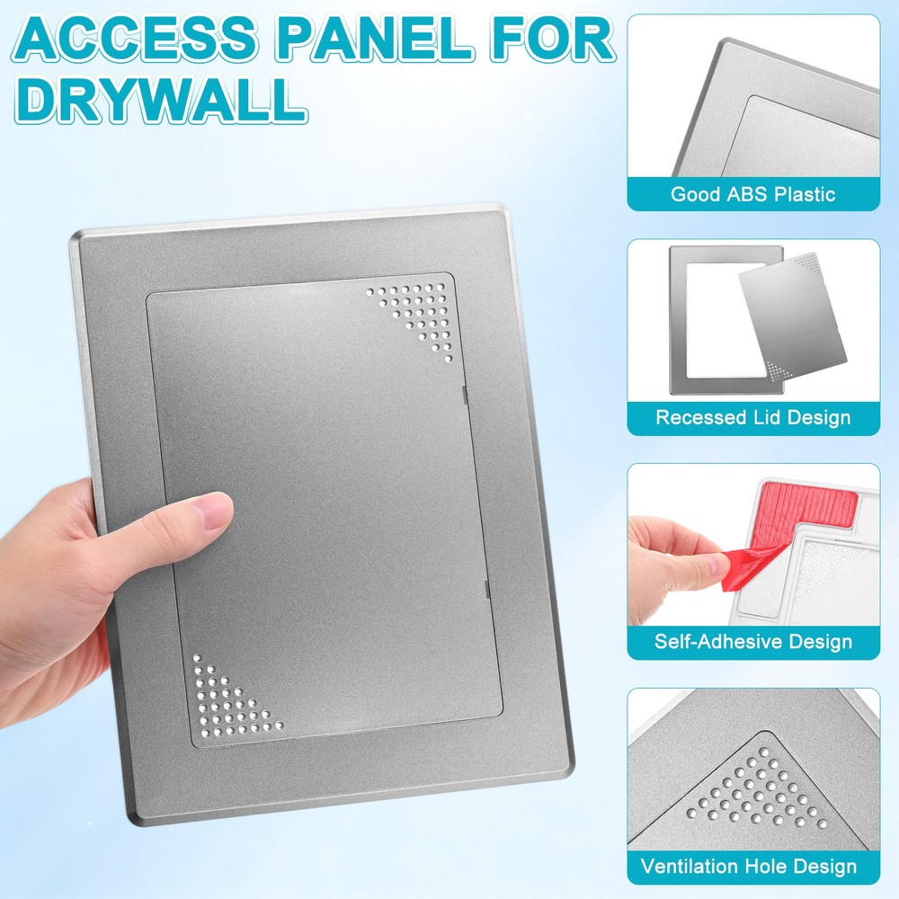 2-Pack Access Panel for Drywall, 7x5" Plastic [Grey, Vented Rectangle]