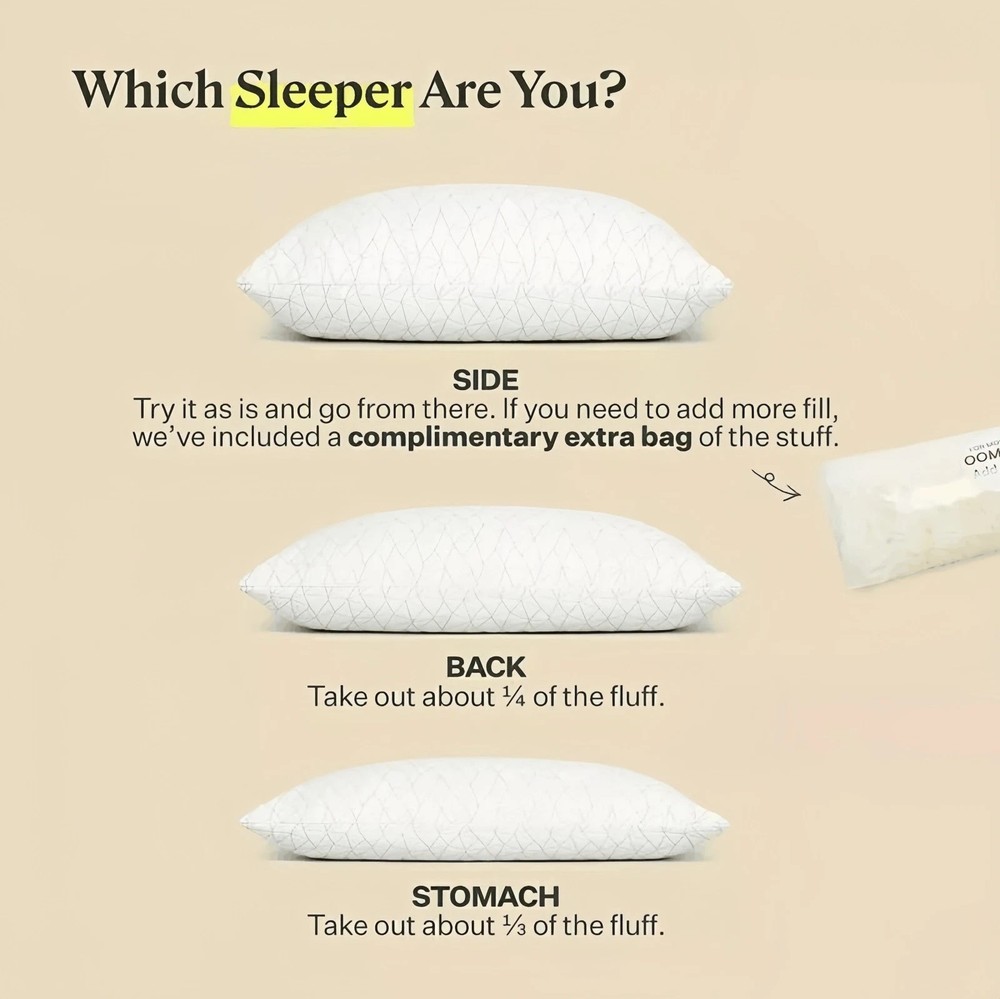 Coop Home Goods Memory Foam Bed Pillow Adjustable Loft Pillows for Side Sleeper