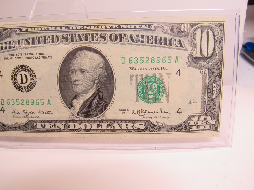 FEDERAL RESERVE "Front to BACK" OFFSET Transfer Error 10.00 NOTE HAMILTON BUST *