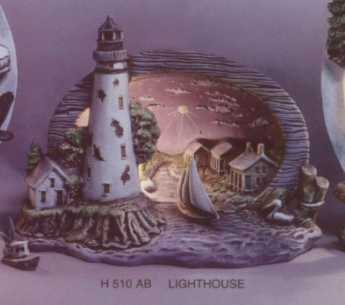 Lighthouse light Scene w/ light kit ceramic bisque to paint