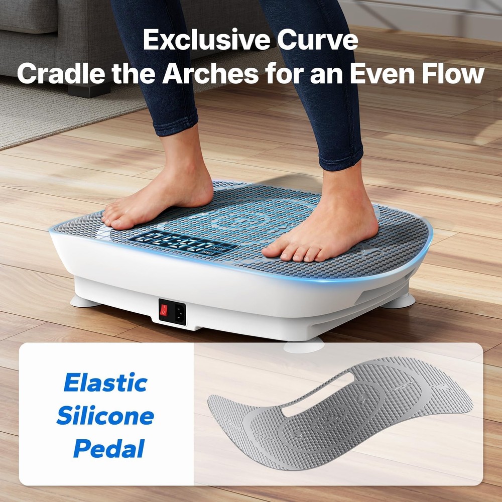 MERACH Vibration Plate Exercise Machine, Curved Plate Lymphatic Drainage