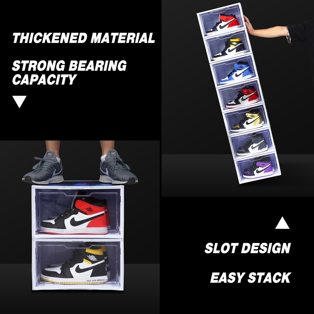 1Pc/4Pcs LED Shoe Box Drop Side Stackable Light Up Sneaker Display Storage Cases