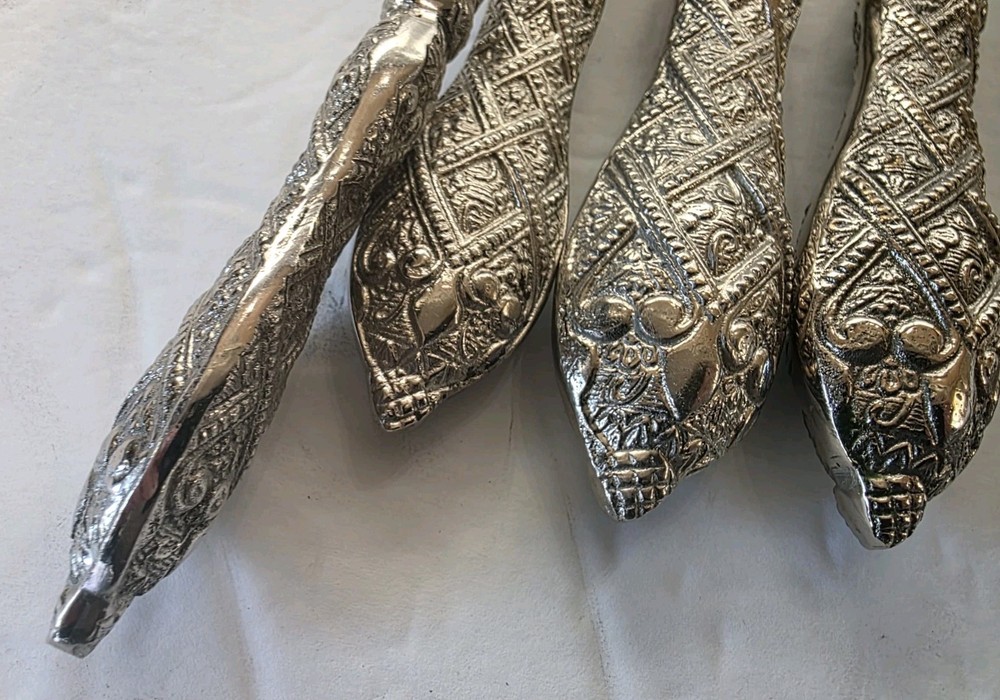 INDIA Stainless Flatware 5 Piece Place Setting Ornate "Chunky" Handle Unbranded