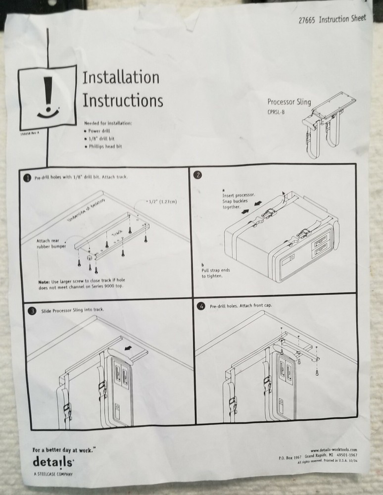ONE Computer Processor Slings Underctr - Steelcase Details - Office/Business VG