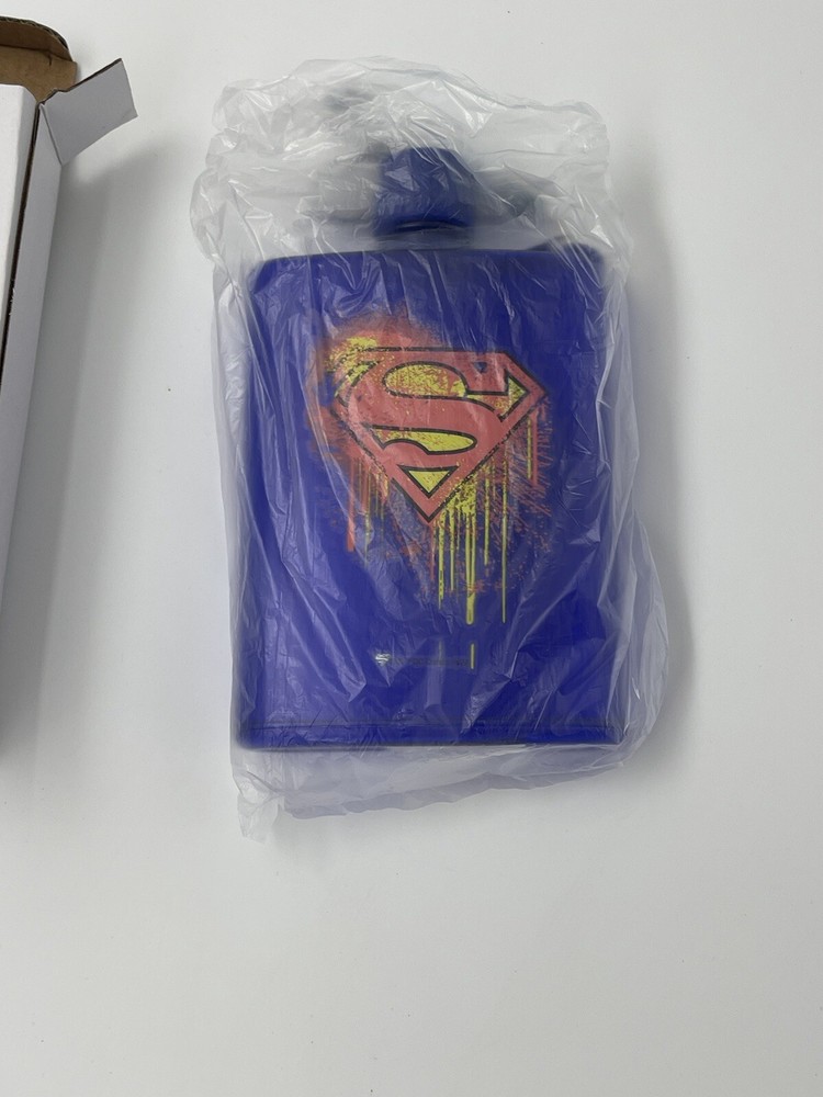Superman Plastic Flask / Bottle w/Screw Top Lid & Nylon Loop Handle DC Comics