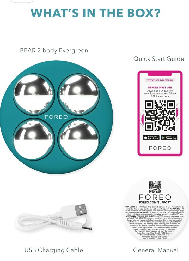 FOREO BEAR 2 BODY ADVANCED MICROCURRENT BODY TONING DEVICE IMPROVES WRINKLES