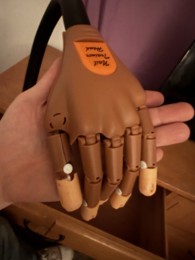 Flexible Practice Hand Plastic Mannequin for Nail Training, Brown Beige