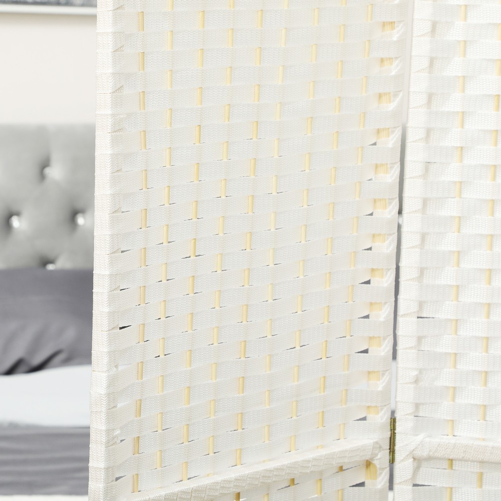 4 Panel Folding Privacy Screen, Freestanding Wall Partition for Home, White