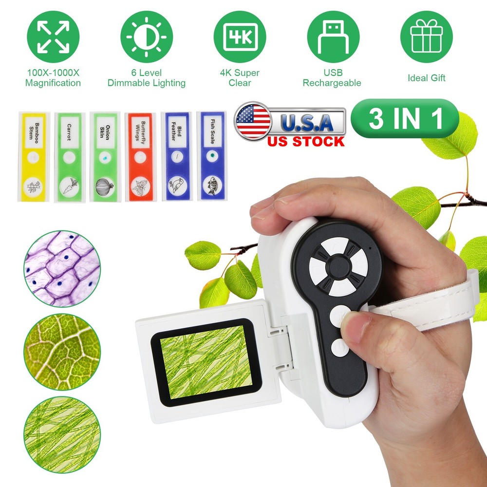 1000X Handheld Microscope for Kids Screen Rechargeable Mini Pocket Digital