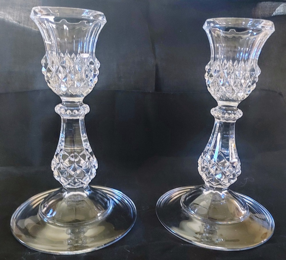Vintage Crystal Candlesticks Pair