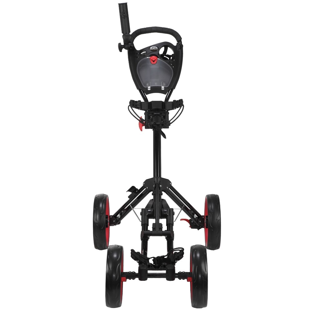 Caddymatic Golf Quad 4-Wheel Folding Golf Pull / Push Cart Black/Red
