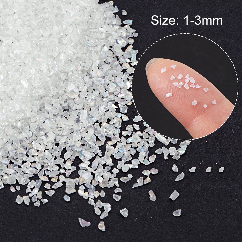 50g Crushed Glass Chips 1-3mm White