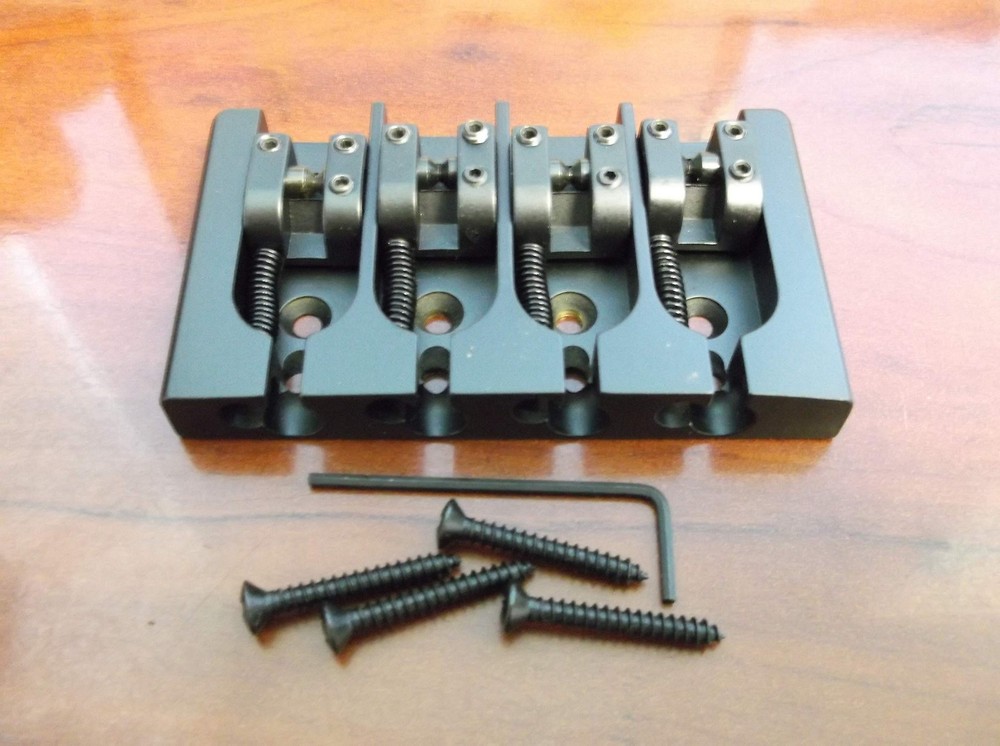 4-String A Style Brass Bass Bridge, BLACK, .718 String Spacing