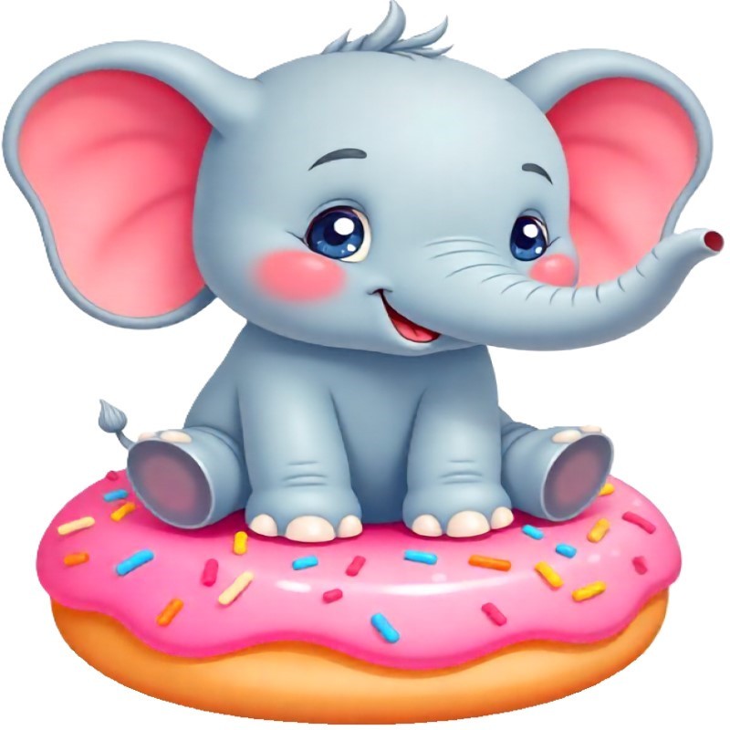 30 Custom Doughnut Elephant Personalized Address Labels