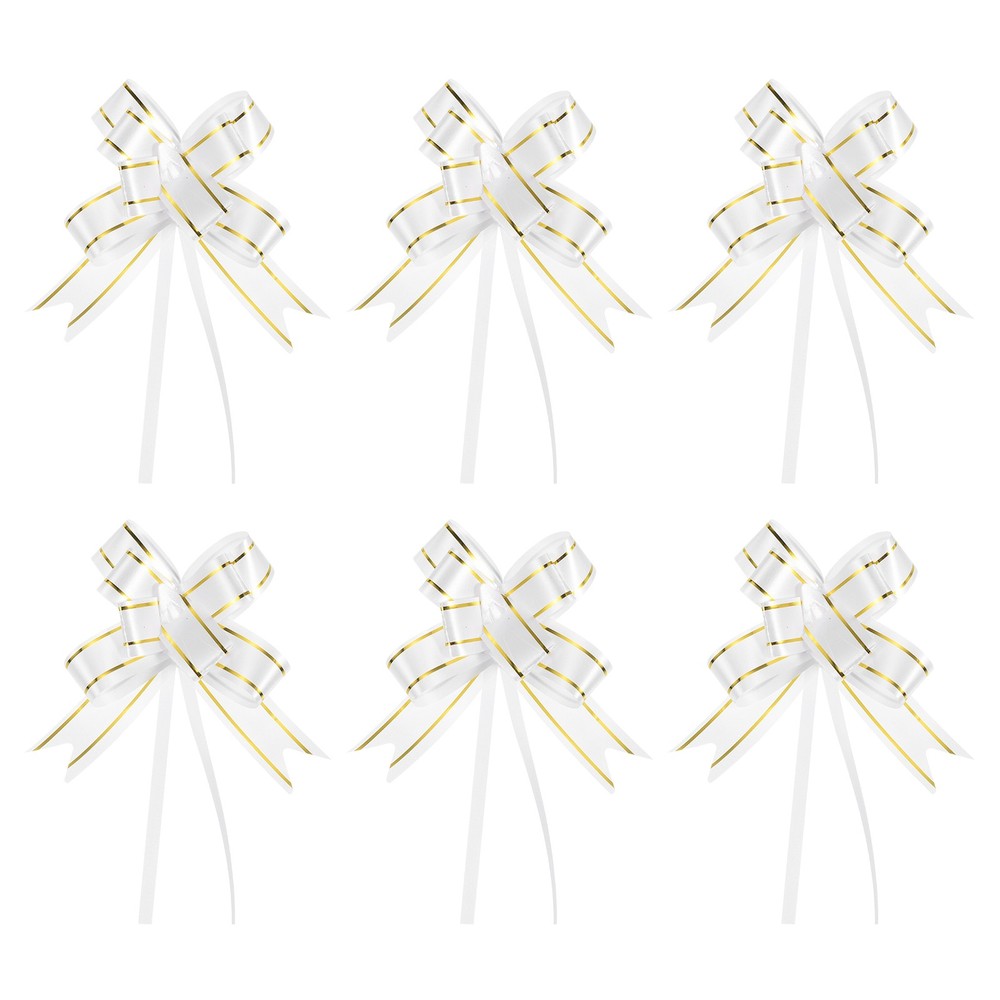 100Pcs 8" Pull Bows Gift Wrapping Pull Bow Basket Present Bow Ribbon White