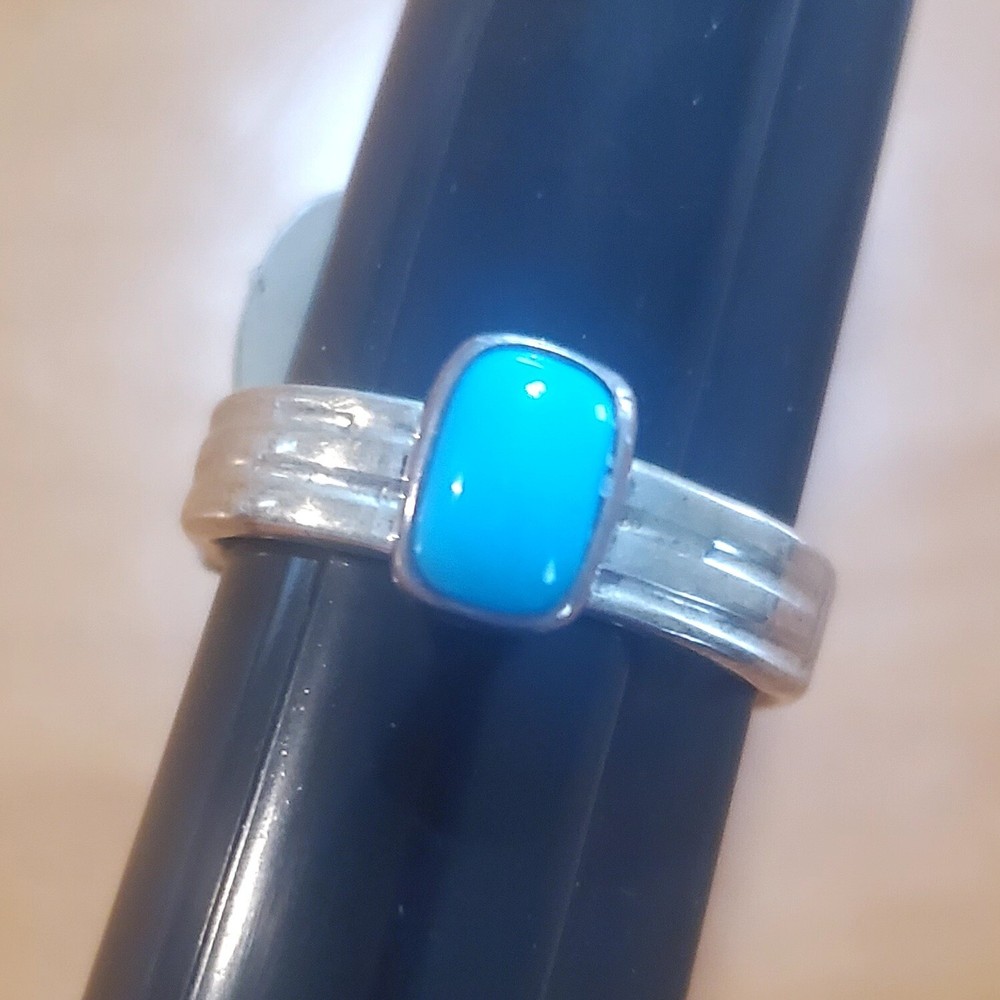 Native American Turquoise Silver Ring Size 7.5