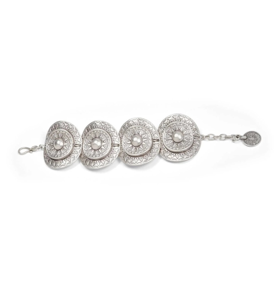 Handmade Pewter Ethnic Disc Bracelet