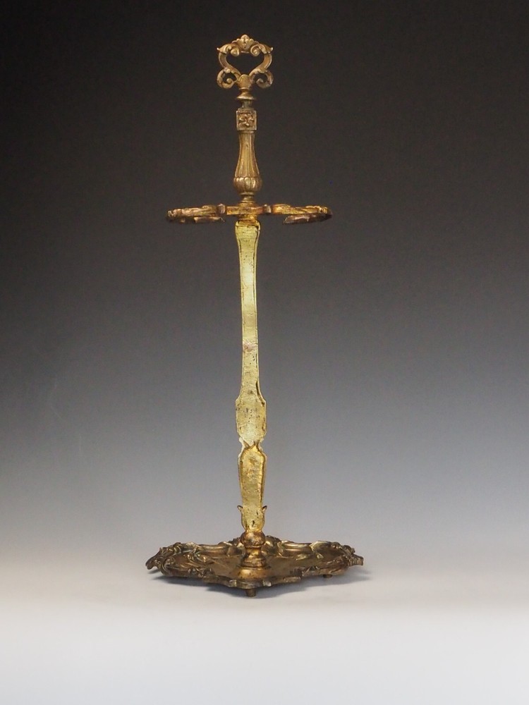 Antique Brass Fireside Tool Stand | Ornate Victorian Hearth Accessory