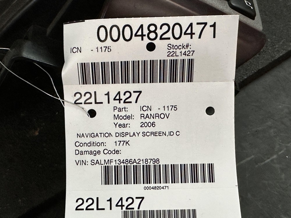 05-09 RANGE ROVER NAVIGATION DISPLAY SCREEN ID YIK500061