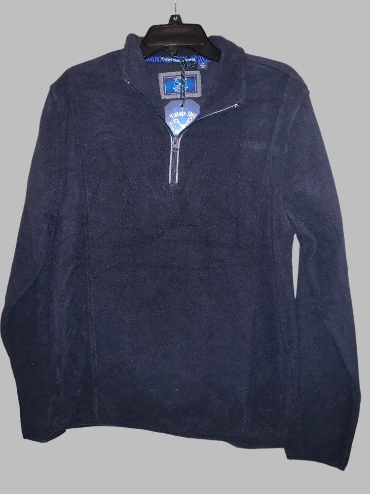 New - Partial Zip Fleece Knit Sweater - Blue - Medium