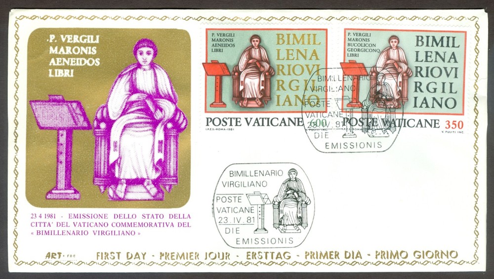 Vatican City Sc# 685-6: Virgil on FDC