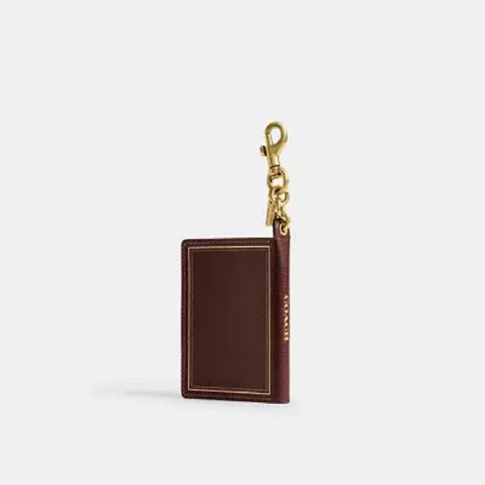 Coach Brown Leather Note Book Bag Charm Keychain