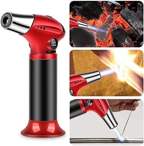 Professional Mini Blow Torch - Adjustable Flame Kitchen Torch for Baking & BBQ