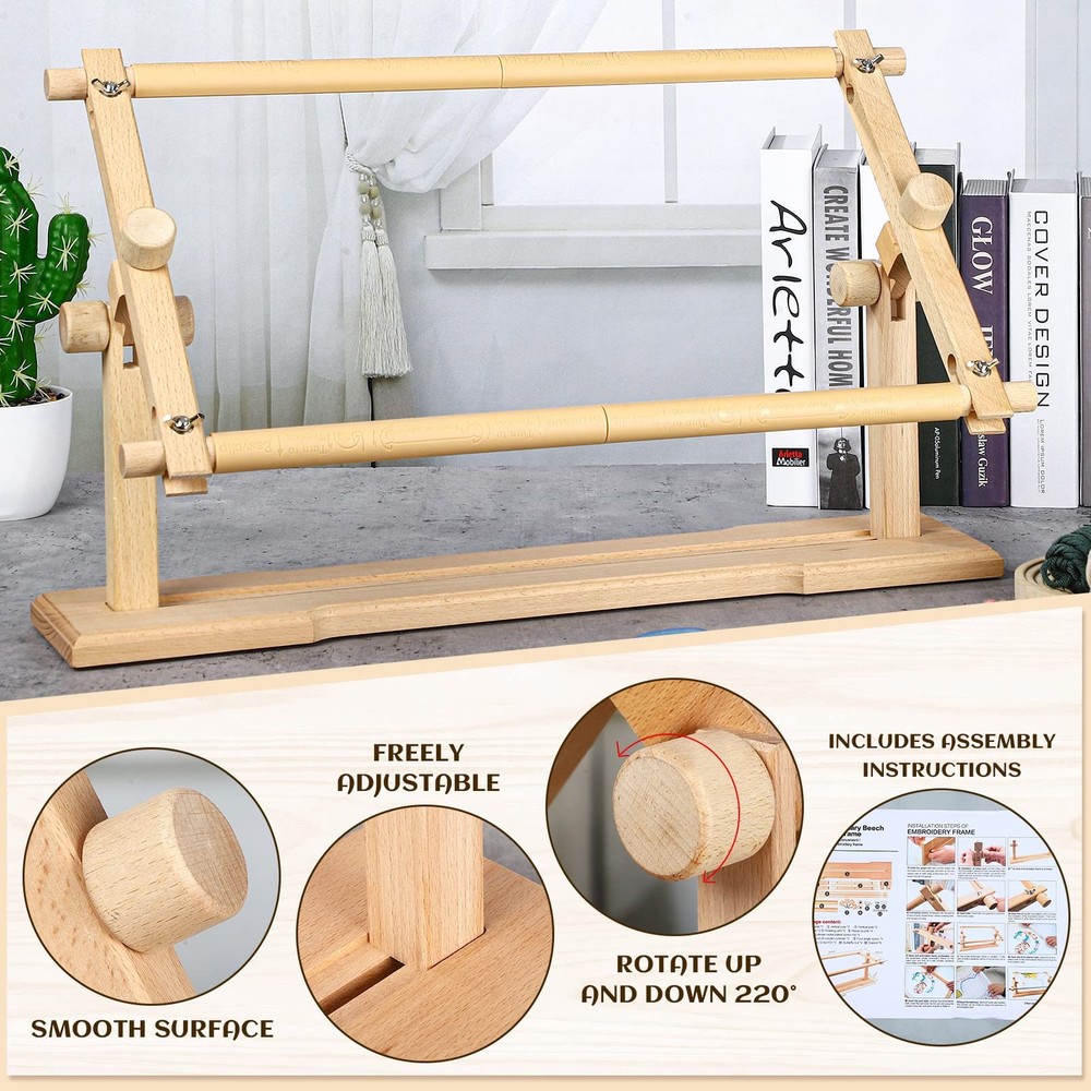 Adjustable Embroidery Stand Hands Cross Stitch Scroll Frame Needlepoint Needl...