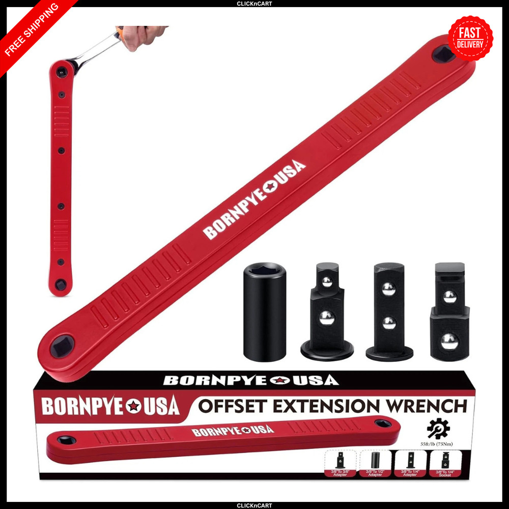 Offset Extension Wrench Set, Impact Ready Socket Wrench Extender Tool with Versa
