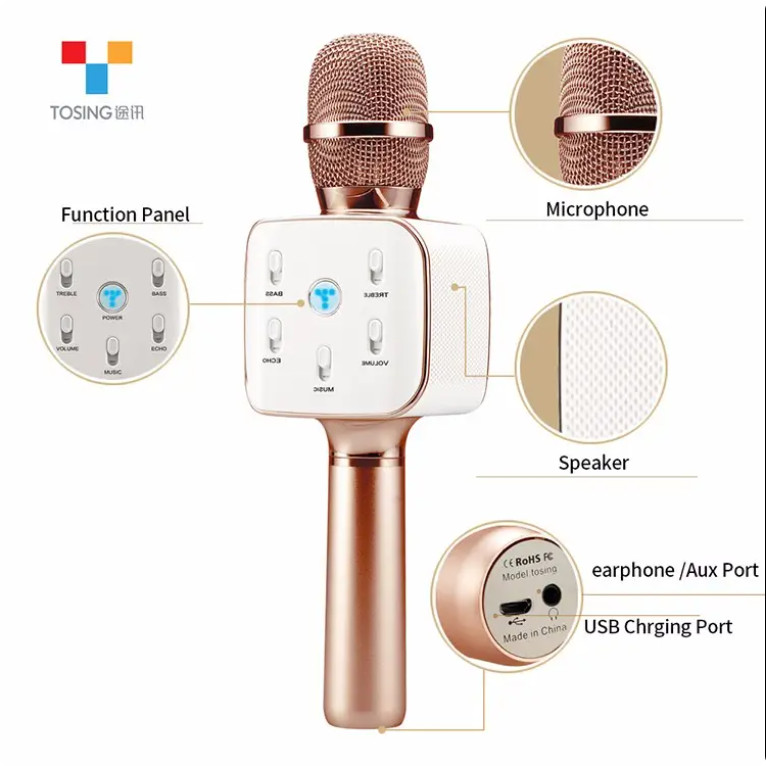 Bluetooth Microphone Wireless, for Singing & Karaoke Handheld Dynamic Microphone