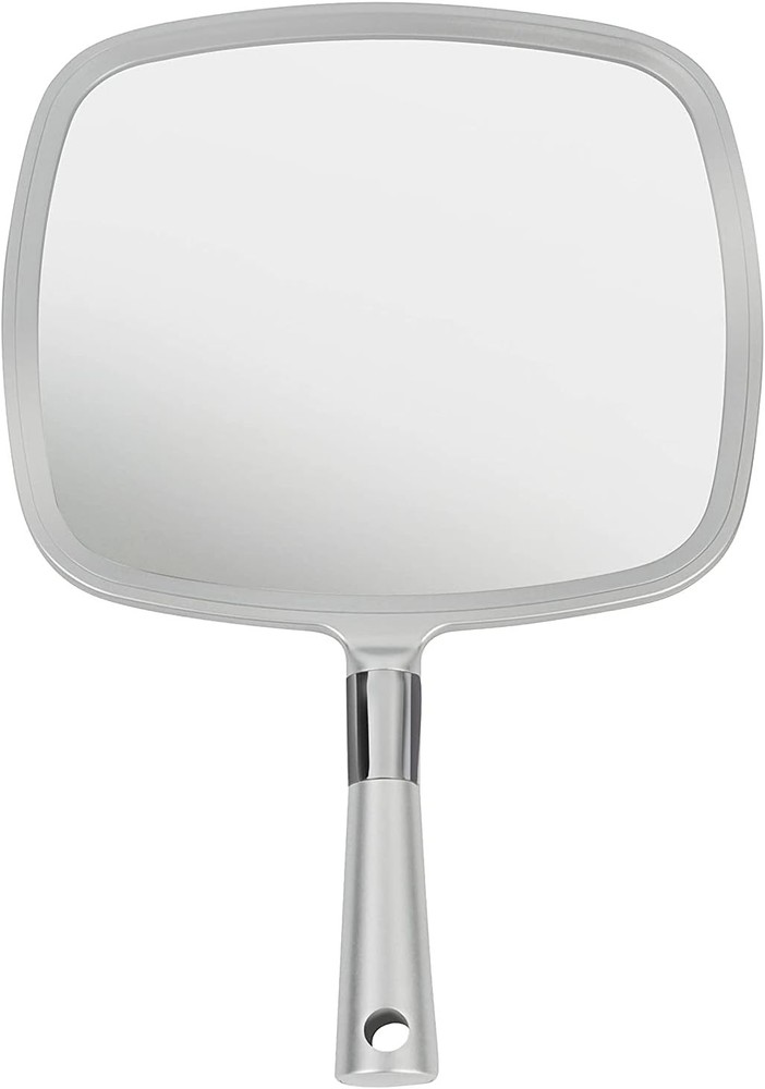Large & Comfy Hand Held Mirror with Handle - Silver Salon Model (5-Pack)