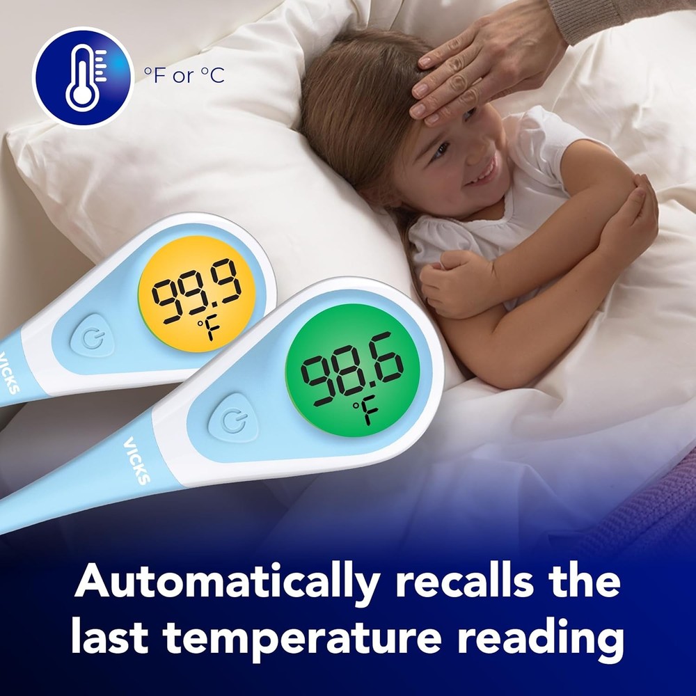 Vicks ComfortFlex Digital Thermometer: Accurate Color-Coded Reading in 8 Seconds