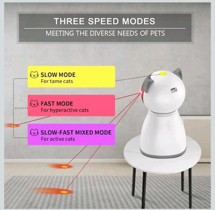 Motion-Activated Interactive Cat Pet Toy Red Dot Pointer Rechargeable Automatic