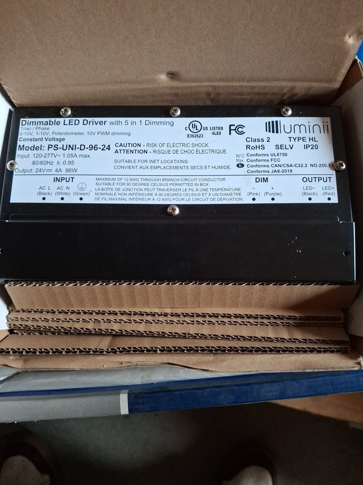 DIMMABLE LED DRIVER Model:Ps-un-D-96-24 Class 2 Type HL LED