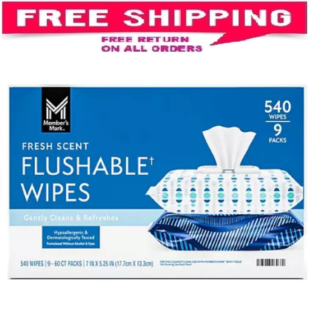 Member's Mark Flushable Wipes, Fresh Scent, 540 ct.