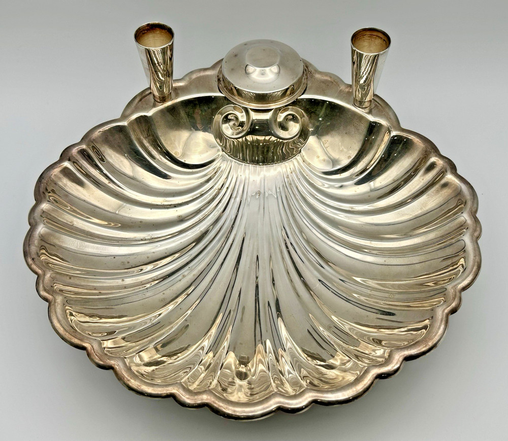 Vintage Starr Co. Silver Plate Shell Appetizer Serving Toothpick Holder Dish 11"