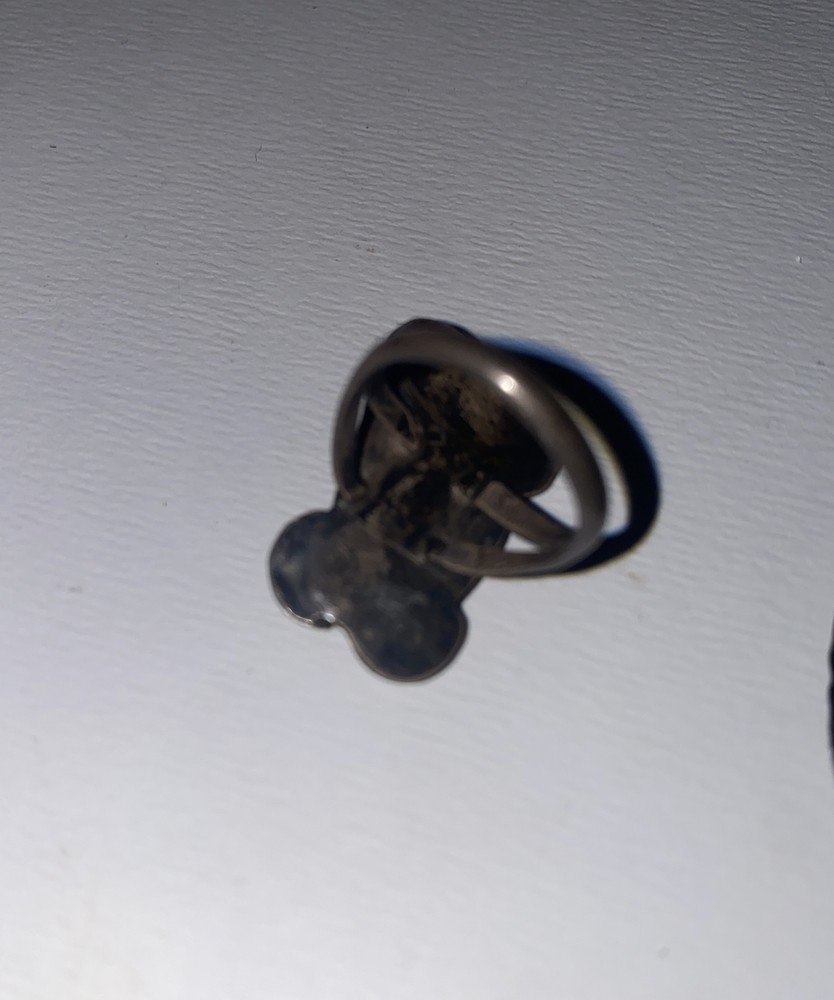Vintage Silver Ring Size 5.25 Orange Stone