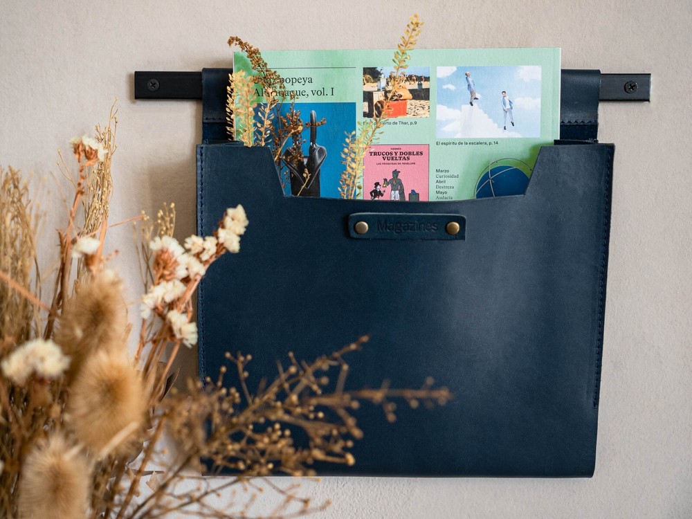 Large Leather Wall Pocket Organizer