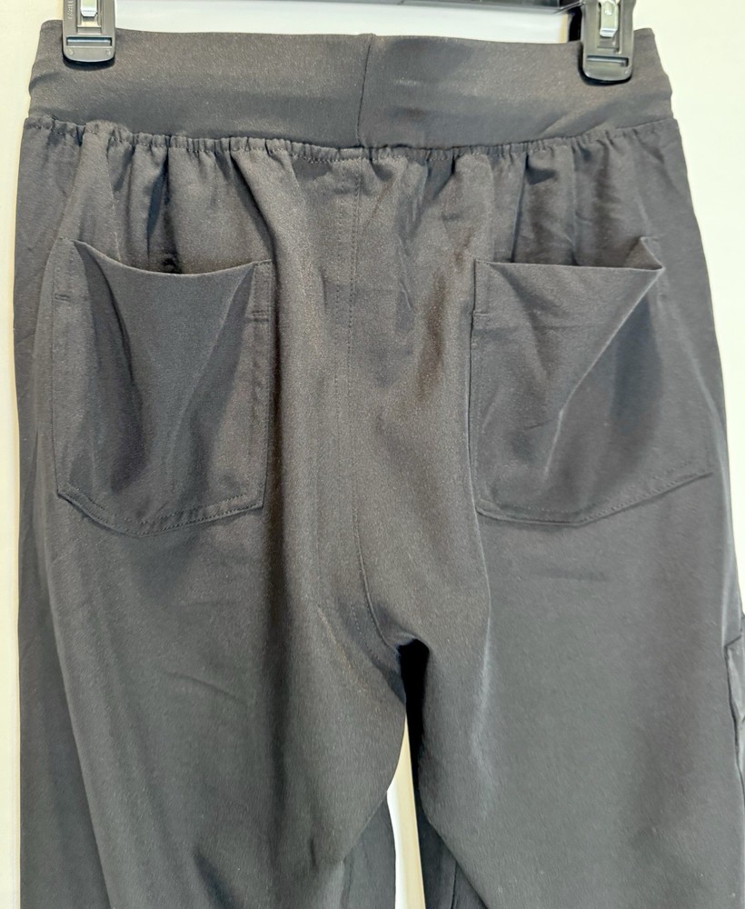 Women’s Size S Solid Black Scrub Set V-Neck & Joggers NEW