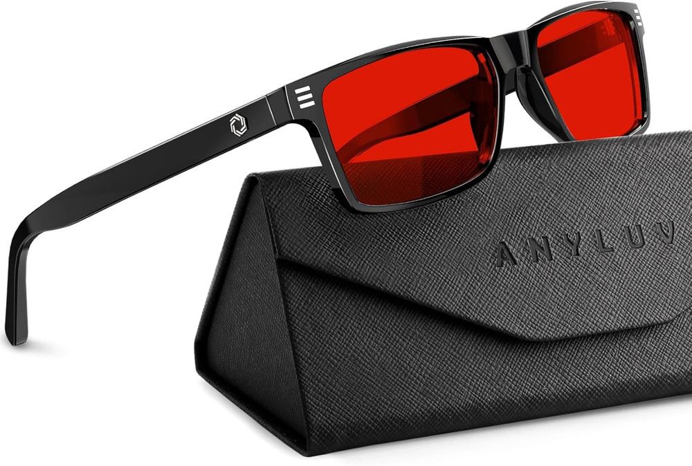 Blue Light Glasses for Sleep, 99.9% Blue Green Light Blocking with Red Lens, ...