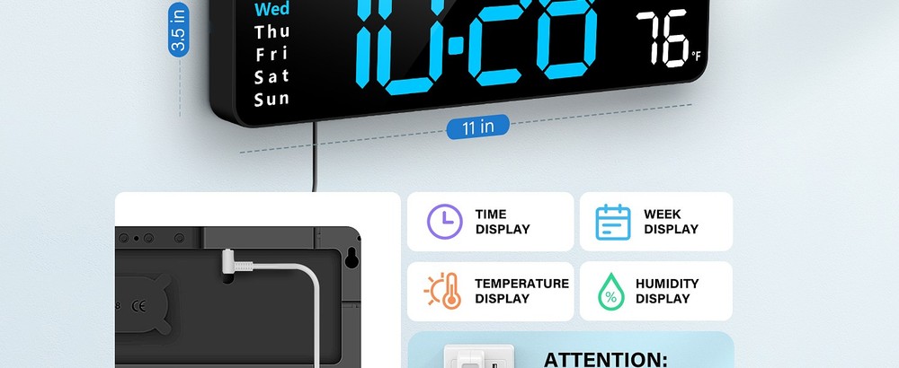 Digital Wall Clo, Digital Clo Lar Display with Remote Control,