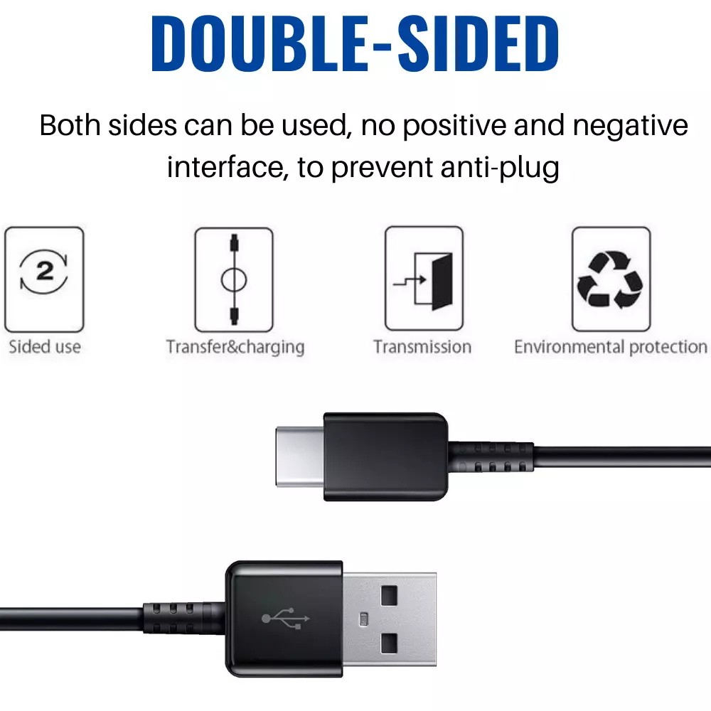 USB Type-C Fast Charging Cable for Samsung Galaxy /Android Phone Universal Black